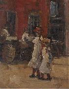 Georges Lemmen Girls strolling on the street oil painting